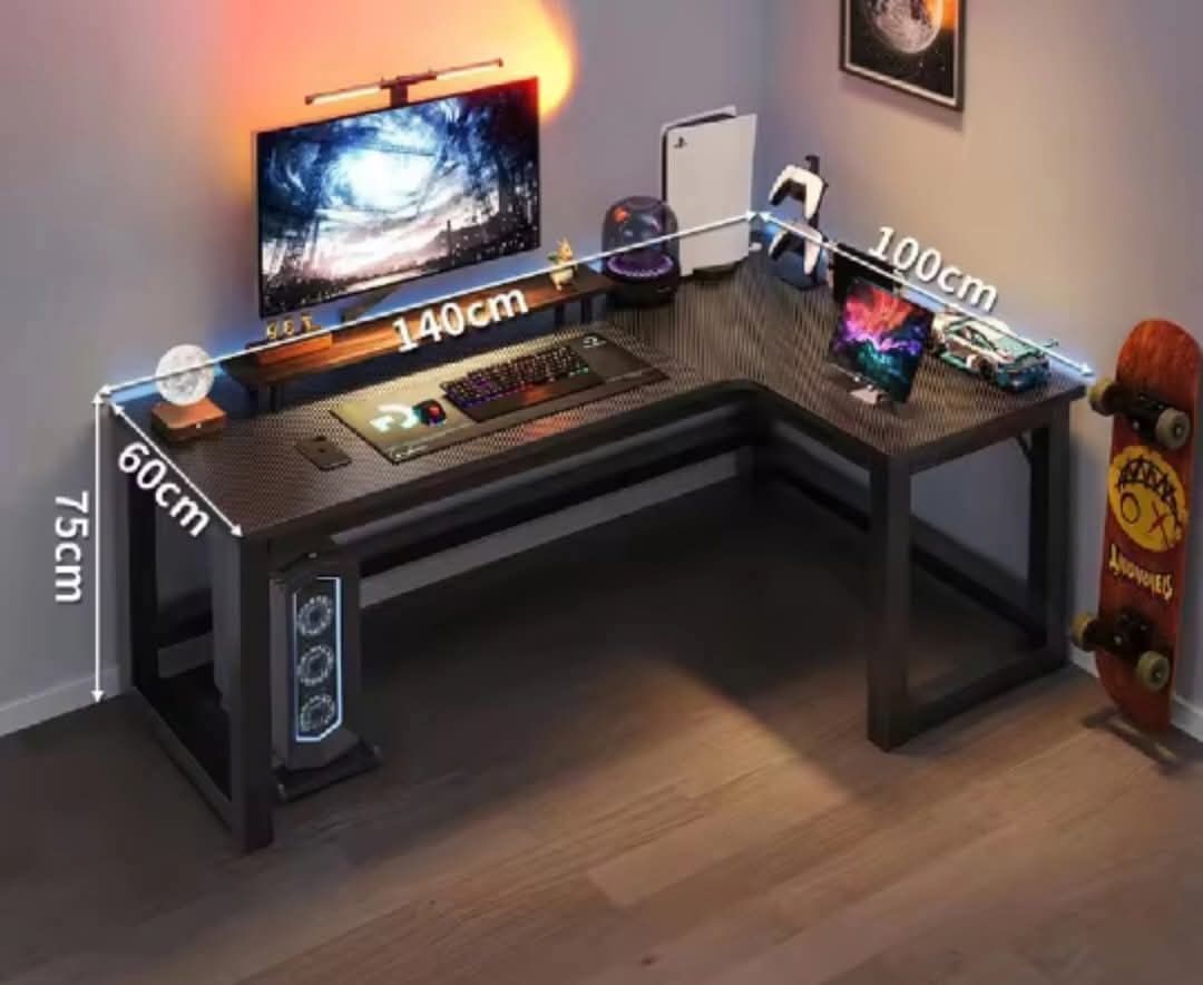 #07 LSHAPE COMPUTER TABLE 140CM LEFT AND RIGHT Black, White, Brown (Category: Tables & Sets) located in Manila. Submitted by jaliyah_19 (Listing ID 1442276003, Image 1). Description: #07 LSHAPE COMPUTER TABLE 140CM LEFT AND RIGHT Black, White, Brown.
