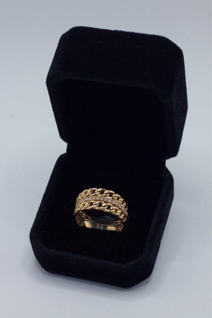 14K YELLOW GOLD CUBAN RING WITH DIAMONDS (Category: Rings) located in Imus. Submitted by booksniportia (Listing ID 1442300710, Image 1). Description: Details: - 14K YG - 6 Grams - Size 8 Guaranteed authentic/pawnable. Bring your best appraiser. This ring is from my mom’s personal collection, it is currently consigned at our jeweler in ATC but will be withdrawn for sure buyers ONLY to sell at carousell price. Or you may opt to view and buy from co