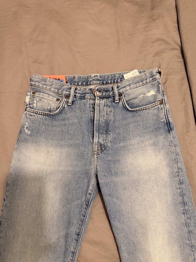Acne Studios Bla Konst Jeans (Category: Jeans) located in Taguig. Submitted by sourcedbym (Listing ID 1442203896, Image 3). Description: - Brand: Acne Studios Bla Konst - Wash: Light blue with distressing - Closure: Button fly - Size: 29x32 - Condition: Great for everyday wear - Reason for Selling: No longer fits.