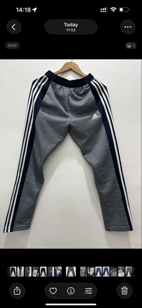 Adidas 3-Stripe Trackpants (Category: Joggers) located in Valenzuela. Submitted by zuubee (Listing ID 1442246290, Image 1). Description: Grey Marle & Navy Size JS-S Decluttering Php 500 + shipping.
