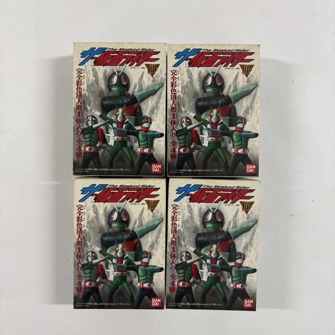 Bandai Masked Rider The First V3 Complete Color Figure Set (Category: Toy Figures) located in Singapore. Submitted by rbnnn (Listing ID 1442281098, Image 1). Description: - Set of 4 Bandai Masked Rider figures - Model: The First V3 - Each box includes: complete color figure, special sticker, muffler parts - Original price: 300 yen per box - Perfect for collectors!.