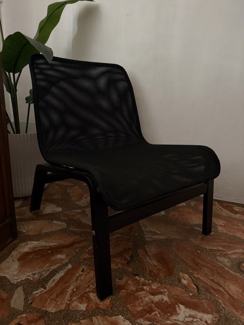 Black Mesh Lounge Chair with Black Frame (Category: Chairs) located in Paranaque City. Submitted by johnber (Listing ID 1442183754, Image 2). Description: - Ikea - Modern black mesh lounge chair - Comfortable curved seat and back - Sturdy black frame - Perfect for living rooms or offices - Easy to clean mesh material - Adds a contemporary feel.