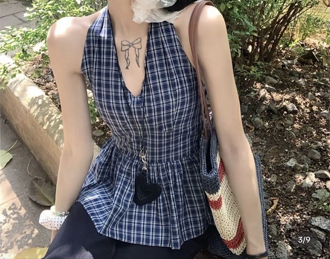 Blue halter top (DM me for when worn) (Category: Sleeveless) located in Nabunturan. Submitted by jayelle123_ (Listing ID 1442189198, Image 2). Description: .