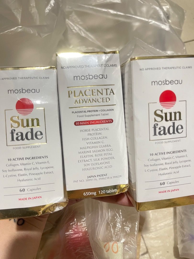 BUNDLE Mosbeau Sun Fade & Placenta Advanced (Category: Face Care) located in Manila. Submitted by butterfly623 (Listing ID 1442179826, Image 1). Description: 1placenta 1sunfades.