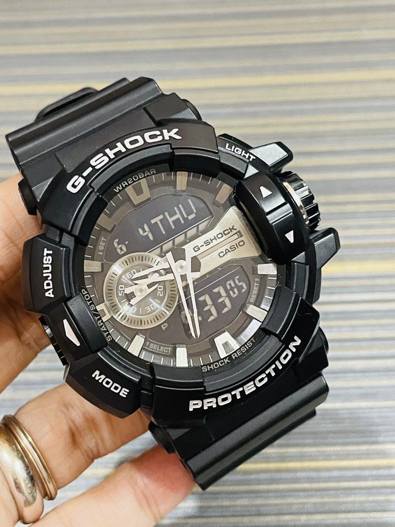 Casio G-Shock GA-400 Mens (Category: Men's Watches) located in Paranaque City. Submitted by kjoyyy (Listing ID 1442287037, Image 1). Description: Casio G-Shock GA-400 Mens Japan Quartz Movement 52mm case size Original bracelet Good running condition Preloved used watch Authentic/Original Watch only!! with provided box ordinary.