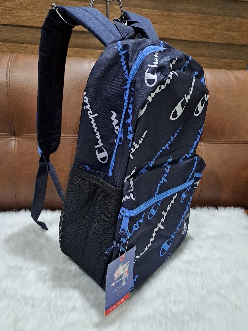 Champion School Backpack ORIGINAL (Category: Backpacks) located in Marikina City. Submitted by BrandedStuffz (Listing ID 1442316422, Image 3). Description: Large backpack With laptop sleeve Brand New with tag. Bought from USA. Guaranteed Original and Legit 10000% Moneyback if proven fake. Lalamove Ready. Nationwide shipping via LBC..