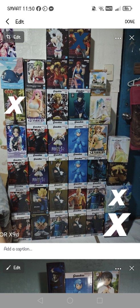 Collection of Anime Figures - Various Characters (Category: Figurines & Statues) located in Manila. Submitted by francescla70567 (Listing ID 1442335010, Image 1). Description: - Collection of popular anime figures - Some boxes have white 'X' marks - Condition as shown in photos - Sold as a complete lot - Feel free to ask any questions.