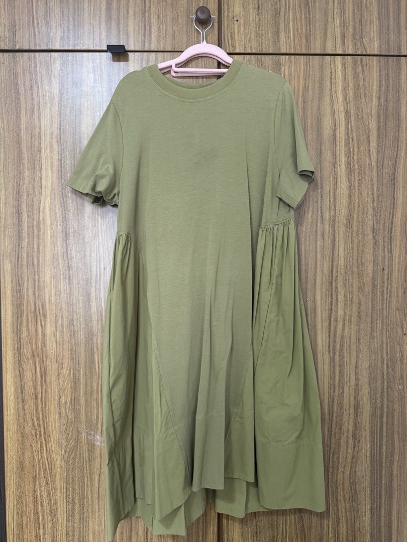 cos olive green dress Olive green COS tunic dress. 3/4 sleeves. Front