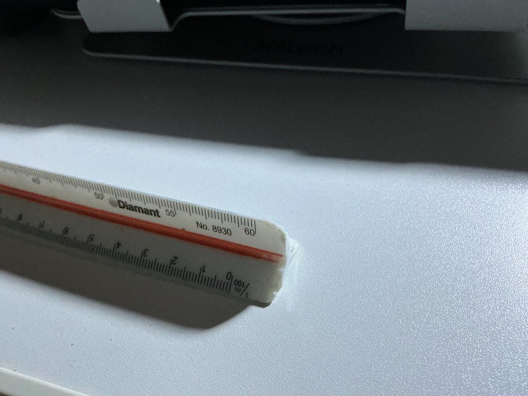 Diamant Triangular Scale Ruler (Category: Stationery & School Supplies) located in Muntinlupa City. Submitted by phizz.whizzing (Listing ID 1442299476, Image 2). Description: with flaws sa tip.