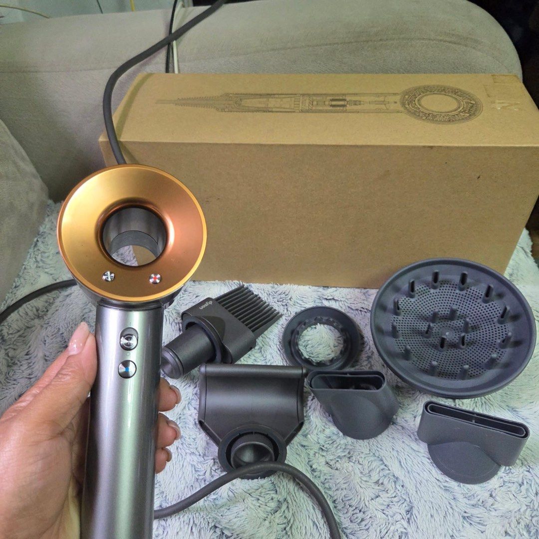 Dyson Supersonic Hair Dryer with Attachments (Category: Hair) located in Taytay. Submitted by mikz_1303 (Listing ID 1440671222, Image 1). Description: Dyson SupersSonic Hair Dryer Australian mall pull out Used as display unit 220V Model:HD07 Inclusion Box 6 attachment Good as new No issue.