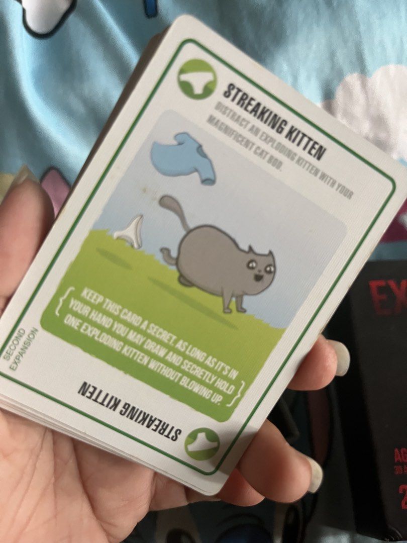 Exploding Kittens NSFW Deck & Streaking Kittens Expansion (Category: Board Games & Puzzles) located in Paranaque City. Submitted by tinnd (Listing ID 1442169920, Image 3). Description: Exploding kitten with 1 expansion game (treaking kitten) .