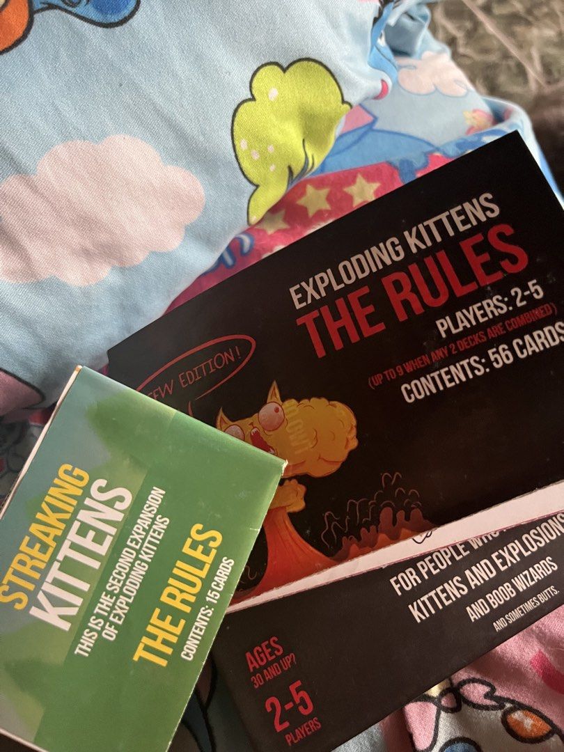 Exploding Kittens NSFW Deck & Streaking Kittens Expansion (Category: Board Games & Puzzles) located in Paranaque City. Submitted by tinnd (Listing ID 1442169920, Image 2). Description: Exploding kitten with 1 expansion game (treaking kitten) .