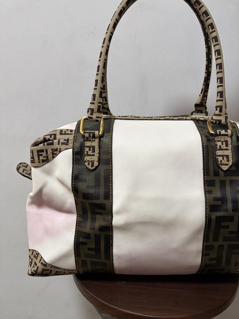 Fendi Monogram Zucca Spalmati Leather Boston Bag (Authentic) (Category: Luxury Bags & Wallets) located in Calamba. Submitted by jim.ibe066 (Listing ID 1442271465, Image 2). Description: Fendi Zucca Spalmati Leather Boston Bag (Authentic) Excellent condition 9.5/10 condition and color rate -Complete Tags -Leather and Canvas materials -All Zipper are working -Can pass as excellent condition -No any cracks in leather and no any scratches -I bought t