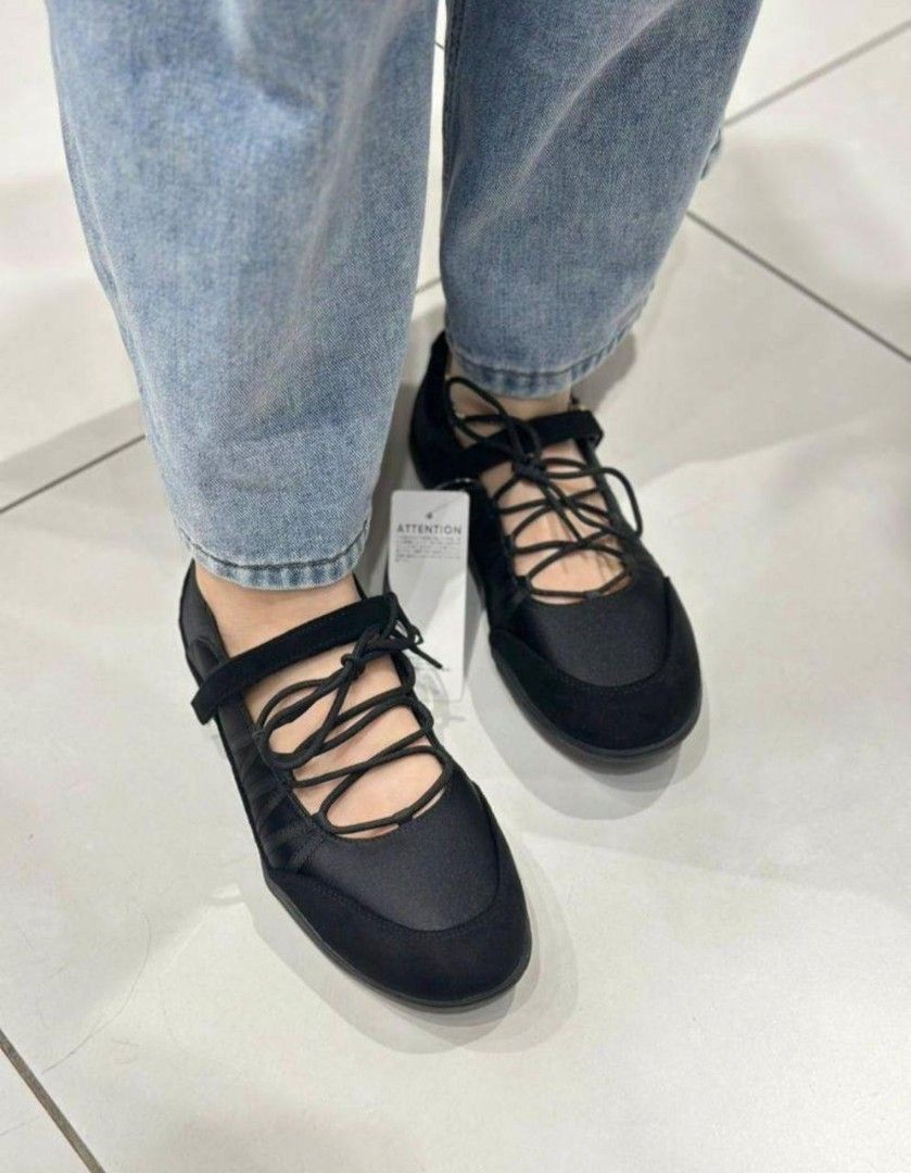 GU Lace-Up Ballet Sneakers (Category: Flats & Sandals) located in Cabuyao City. Submitted by ciengbrightlikeadiamond (Listing ID 1442158485, Image 2). Description: - Chic brown flats with a stylish lace-up detail. - Effortless slip-on design for easy wear. - Adjustable strap for a customized, secure fit. - Your go-to choice for comfortable everyday style. Silver: Size XL Brown and Black: Size Small Bought in Japan from our recent trip.