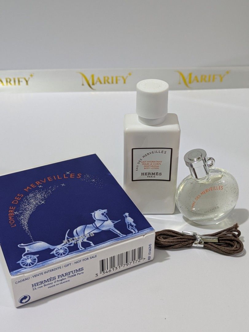 Hermes L'ombre Des Merveilles Set (Category: Fragrance & Deodorants) located in Cabuyao City. Submitted by marifyyy (Listing ID 1442242398, Image 3). Description: Hermes L'ombre Des Merveilles Set includes: - 7.5ml EDP - 40ml Moisturizing body lotion brand new, w/box 📍Cabuyao, Laguna 🚛 Shipment sched: Tue & Fri 🛻 Lalamove on nearby areas • Payment first • SF - cod or included na sa payment — if COD (SF) we only ship via LBC — For complete paym