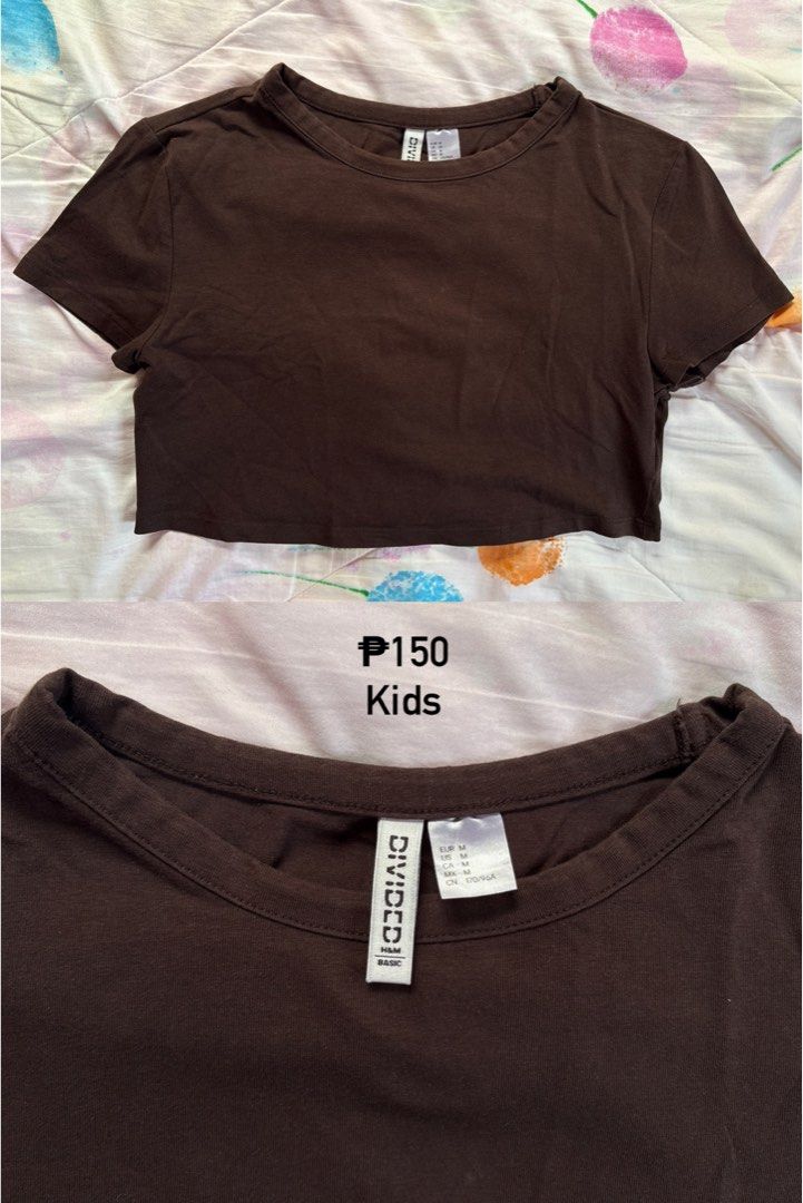 H&M Divided Brown Basic Cropped T-Shirt Kids Size M (Category: Shirts) located in Manila. Submitted by _foryou (Listing ID 1442178529, Image 1). Description: - Brand: H&M Divided - Type: Basic cropped t-shirt - Color: Brown - Size: Kids Medium (M) - Material: Soft and comfortable - Style: Great for everyday wear, easy to pair with shorts or skirts - Price: P150.