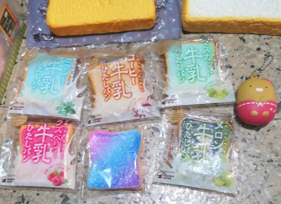 Ibloom Squishies (Category: Designer & Blind Box Toys) located in Valenzuela. Submitted by sugar.foams (Listing ID 1442225131, Image 2). Description: PRICES: Croissant Upper - SOLD Croissant Lower - SOLD Sharebread - SOLD Toast Yellow - SOLD Toast White - 150 Pink Melon - 500 Mini Toasts - 120 ea >Rasp. Toast - SOLD >Coffee - SOLD Mini Galaxy Toast - 150 Sumikko Mashlo - 150 💙 All have defects 💙 Some are still scented.