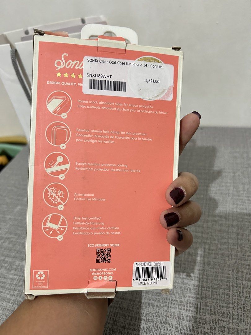 Iphone 14 - Sonix case (Category: Cases & Sleeves) located in Las Pinas. Submitted by jacobstoyland (Listing ID 1442267693, Image 3). Description: No yellowish on the side, still comes with the box RFS : Impulsive buying, too many case na .