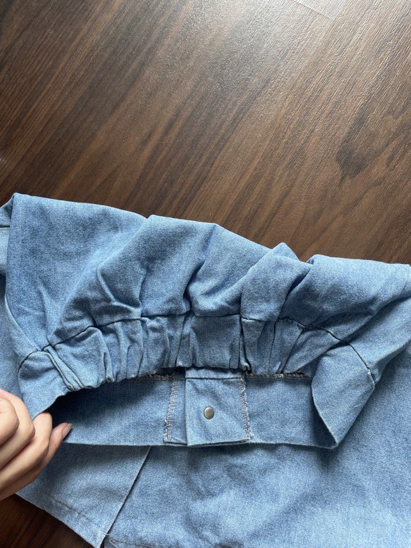 Light Wash Denim Button-Front A-Line Skirt (Category: Skirts) located in Quezon City. Submitted by andreaaa_______ (Listing ID 1442247516, Image 2). Description: - Cute light wash denim skirt - Button-front closure - Elasticated back waistband for comfort - Flattering A-line silhouette measurements in photo no lining/inner shorts buttons can actually be unbottoned.