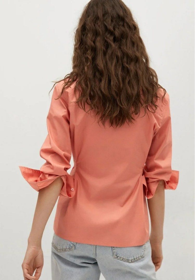 Mango Button-Down Longsleeves Blouse Shirt in Coral (Category: Longsleeves) located in Binan City. Submitted by reinesells (Listing ID 1442233592, Image 3). Description: size: small on tag color: coral bnwt .