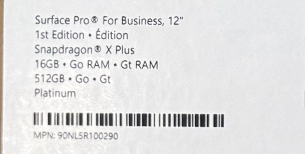 Microsoft Surface Pro 12" Snapdragon X Plus 16GB RAM 512GB SSD