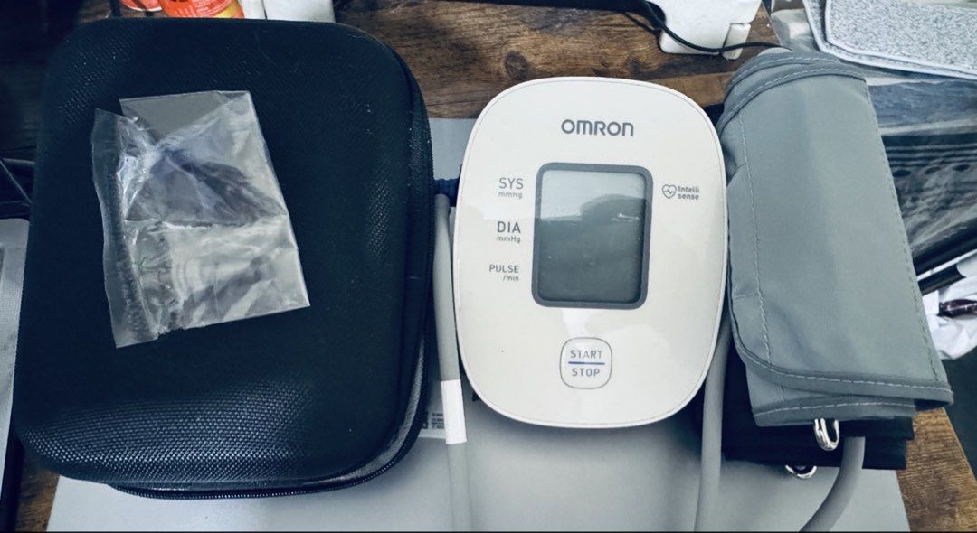 Omron Blood Pressure Monitor - RUSH! (Category: Health Monitors & Weighing Scales) located in Dinalupihan. Submitted by prelovedbygt (Listing ID 1417824661, Image 1). Description: - Omron blood pressure monitor - Includes cuff and carrying case - Digital display - Start/stop button - Portable and easy to store Inclusions: Omron BP Monitor (+Extra machine plugs) EVA-material Hard Case Omron 22-32cm Arm Cuff Omron 22-42cm Arm Cuff Fixed price. Rush