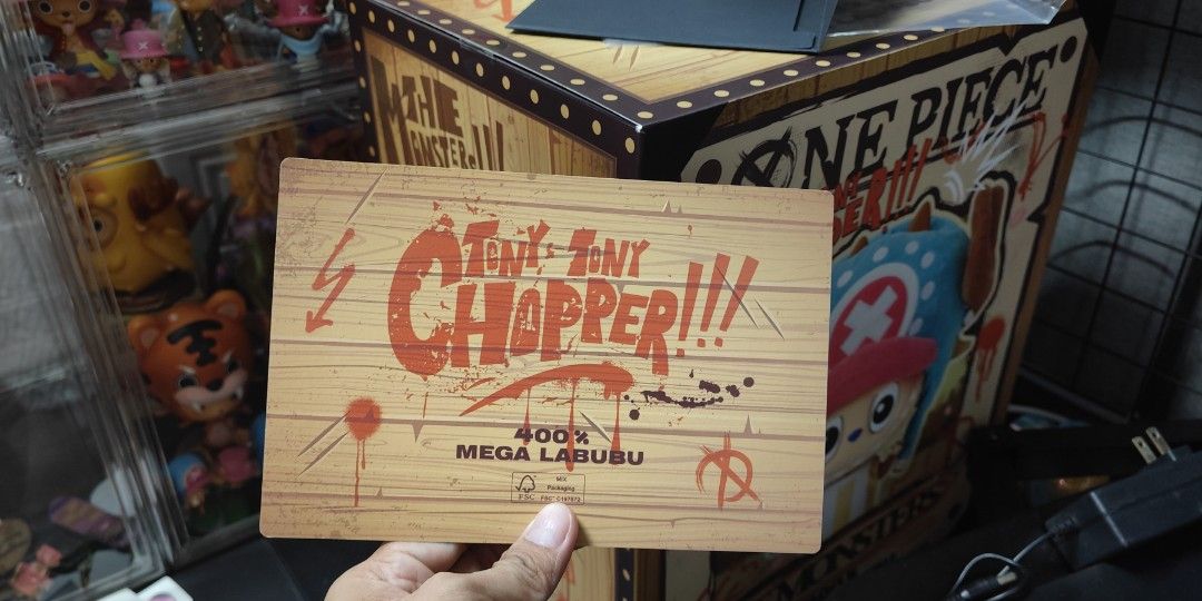 Mega Labubu 400% x Tony Tony Chopper (Category: Designer & Blind Box Toys) located in Cavite. Submitted by kurimamaw101 (Listing ID 1442169131, Image 3). Description: Mega Labubu 400% x One Piece - Tony Tony Chopper Mint condition like brand new Back in Box for checking only with authenticity cards.