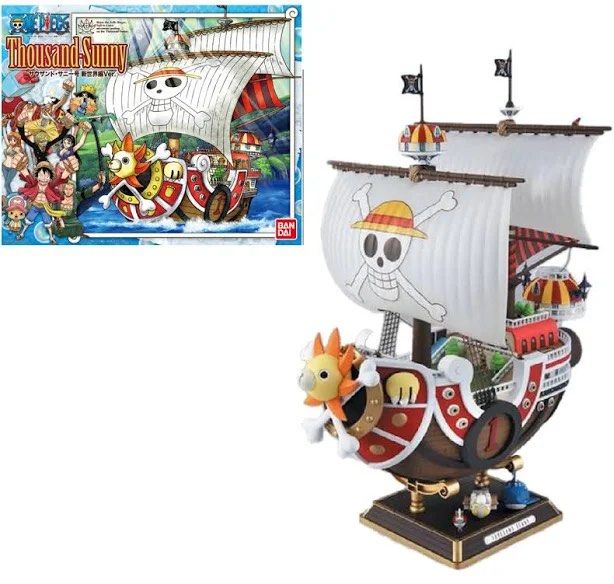 One Piece Thousand Sunny Model Kit Bandai (Category: Gundam & Model Kits) located in Caloocan City. Submitted by miyshoppe (Listing ID 1442287527, Image 2). Description: - Bandai One Piece Thousand Sunny Model Kit - New World Version - All parts still sealed in original plastic bags - Box in good overall condition with minor wear - Ideal for any One Piece enthusiast looking to build their own ship.
