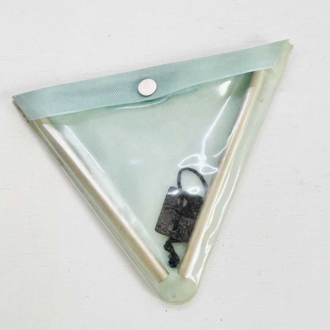 Orchestral Musical Triangle Instrument with Holder & Case Percussion (Category: Musical Instruments) located in Tagaytay City. Submitted by barenwolf (Listing ID 1442321829, Image 1). Description: Selling a pre-loved metal musical triangle percussion instrument, perfect for students, school bands, church choirs, or multi-instrumentalists looking to expand their sound effects kit! It produces a bright, clear, and resonant ringing tone. Comes as a 