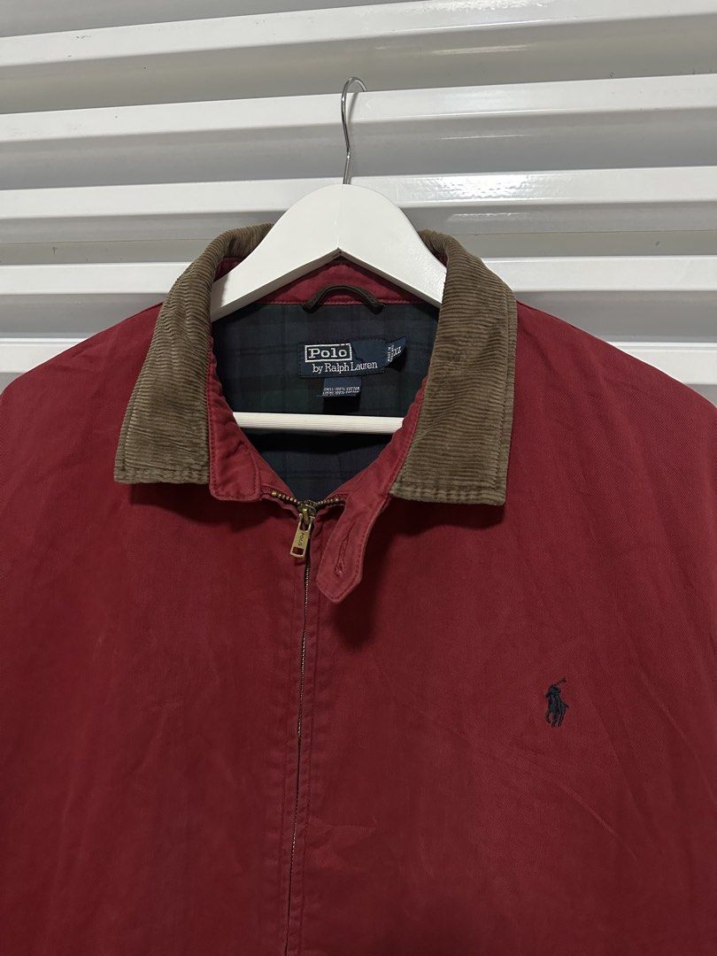 Polo Ralph Lauren Red Harrington Jacket (Category: Earphones) located in Pasig City. Submitted by rl.things (Listing ID 1442193602, Image 1). Description: - Classic red Polo Ralph Lauren jacket - Features a stylish corduroy collar - Zip-up front with a button closure at the neck - Iconic embroidered pony logo on the chest - Ideal for everyday casual wear.