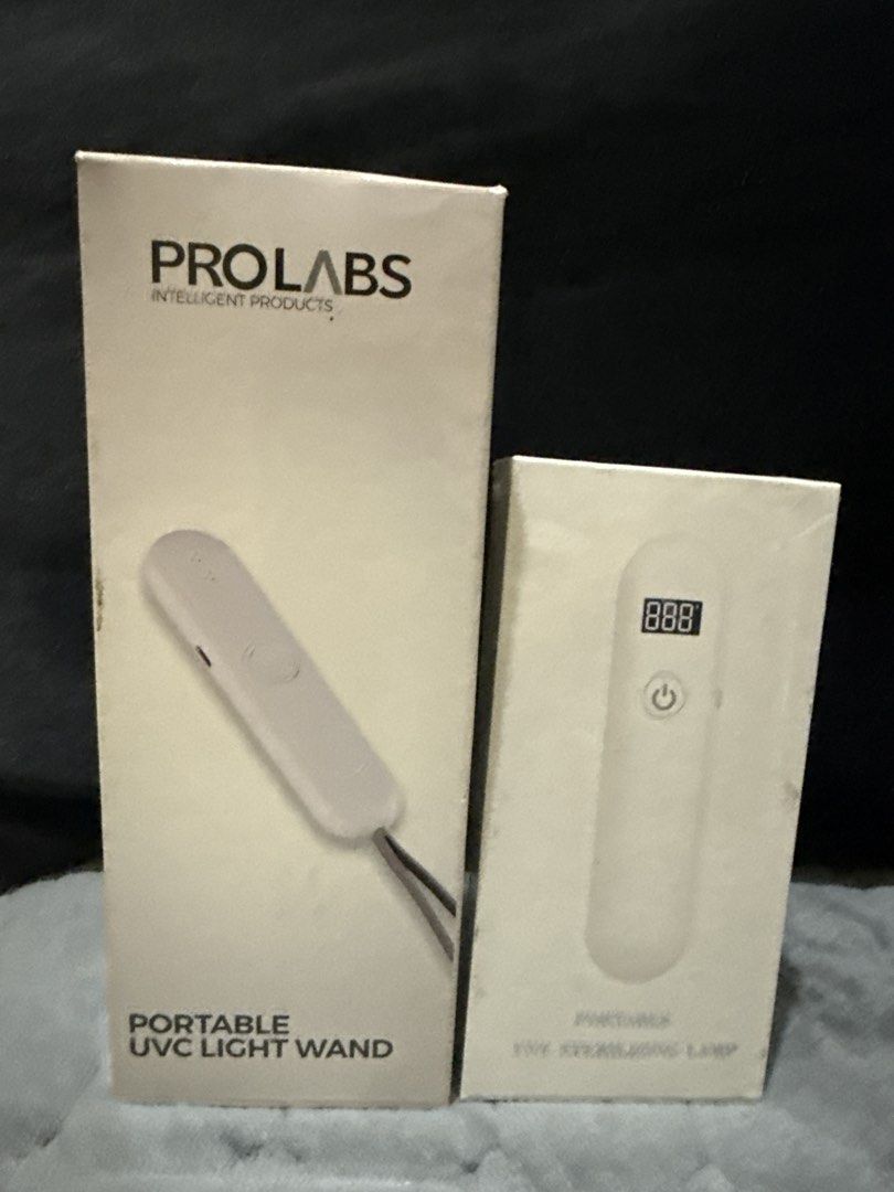 PROLABS Portable UVC Light Wand Sterilizer Lamp (Category: Everything Else Others) located in Mandaluyong City. Submitted by accessoriesinc (Listing ID 1442258437, Image 1). Description: - PROLABS portable UVC light wand + unbranded UVC Portable Lamp - Kills viruses and bacteria - Helps eliminate odors - Comes with a separate sterilizing lamp - Ideal for sanitizing surfaces on the go - Please read disclaimer before use - Handle with care.