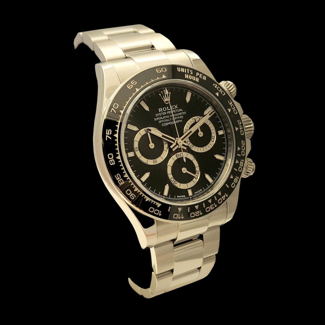 Rolex Daytona Chronograph in Stainless Steel & Cerachrom Bezel Model Ref. 126500LN Black Dial Godzilla from Q4 2024 (Category: Watches) located in Singapore. Submitted by luxemontresg (Listing ID 1442262442, Image 3). Description: We have for sale a Rolex Cosmograph Daytona Godzilla, Black Dial Ref. 126500 in Oystersteel & Cerachrom Bezel from Q4 2024 with Complete Set Model Reference • M 126500LN -0002 Condition • Pre-owned, in Mint Condition Ge