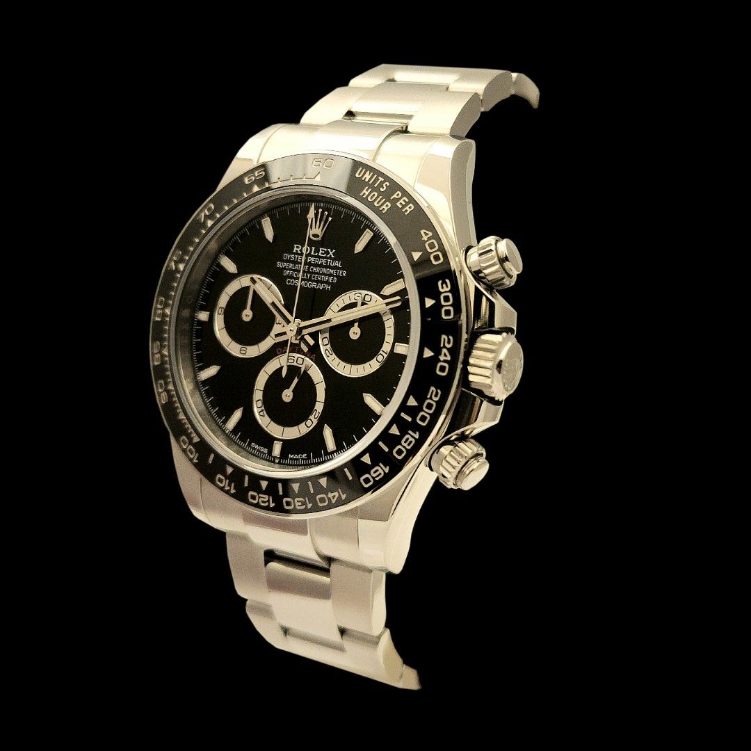 Rolex Daytona Chronograph in Stainless Steel & Cerachrom Bezel Model Ref. 126500LN Black Dial Godzilla from Q4 2024 (Category: Watches) located in Singapore. Submitted by luxemontresg (Listing ID 1442262442, Image 2). Description: We have for sale a Rolex Cosmograph Daytona Godzilla, Black Dial Ref. 126500 in Oystersteel & Cerachrom Bezel from Q4 2024 with Complete Set Model Reference • M 126500LN -0002 Condition • Pre-owned, in Mint Condition Ge