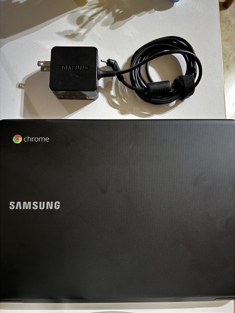 Samsung Chromebook with Charger (Category: Laptops & Notebooks) located in Meycauayan. Submitted by shoplm (Listing ID 1442291619, Image 1). Description: - Samsung Chromebook - Runs on Chrome OS - Includes original Samsung charger - Ports: HDMI, USB, SD card - Ideal for school and everyday use - Ready for a new home.