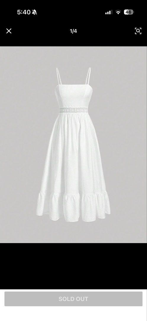 Shein White Spaghetti Strap Midi Dress (Category: Dresses) located in San Pedro. Submitted by roweanne_ (Listing ID 1442255603, Image 1). Description: ▪️Size Small in size chart based from attached photo ▪️bought from black app for Php 650 ▪️only used once ▪️loc: san pedro laguna/muntinlupa area ▪️open for meet ups/delivery ▪️mop: gcash or bpi For inquiries/nego, pm me!.