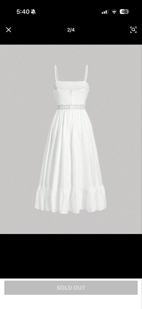 Shein White Spaghetti Strap Midi Dress (Category: Dresses) located in San Pedro. Submitted by roweanne_ (Listing ID 1442255603, Image 2). Description: ▪️Size Small in size chart based from attached photo ▪️bought from black app for Php 650 ▪️only used once ▪️loc: san pedro laguna/muntinlupa area ▪️open for meet ups/delivery ▪️mop: gcash or bpi For inquiries/nego, pm me!.