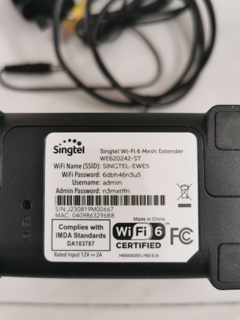 Singtel WiFi 6 Mesh Extender WE620242-ST474547811873597442