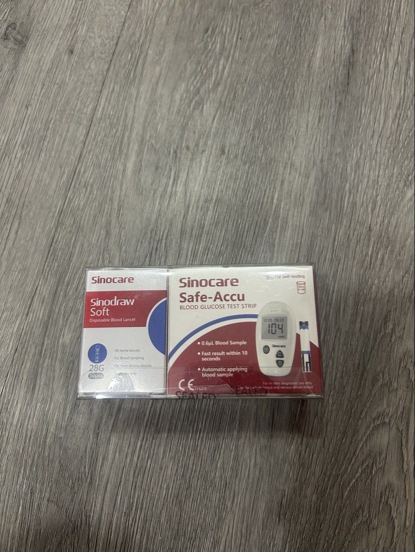 Sinocare Safe-Accu Blood Glucose Meter Set (Category: Medical Supplies & Tools) located in Manila. Submitted by krysta_chan (Listing ID 1442332458, Image 1). Description: Nov 21,2026 expiry limited stocks message only if serious buyer .