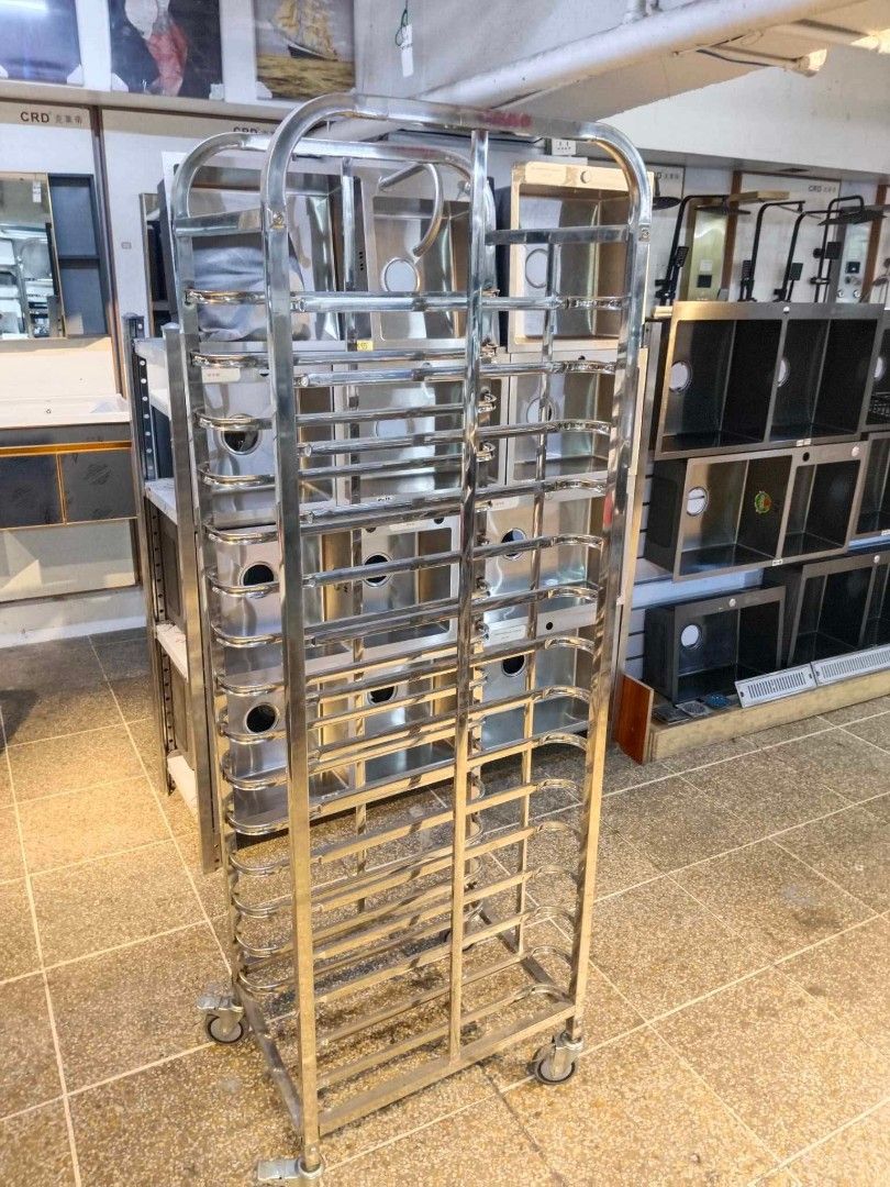 Stainless Steel Baking Rack with Wheels (Category: Bakeware) located in Manila. Submitted by acykt18 (Listing ID 1442337152, Image 3). Description: - Heavy duty stainless steel construction - Multiple shelves for trays - Smooth rolling wheels for easy transport - Ideal for bakeries and commercial kitchens - Durable and built to last - Ready for a new home.