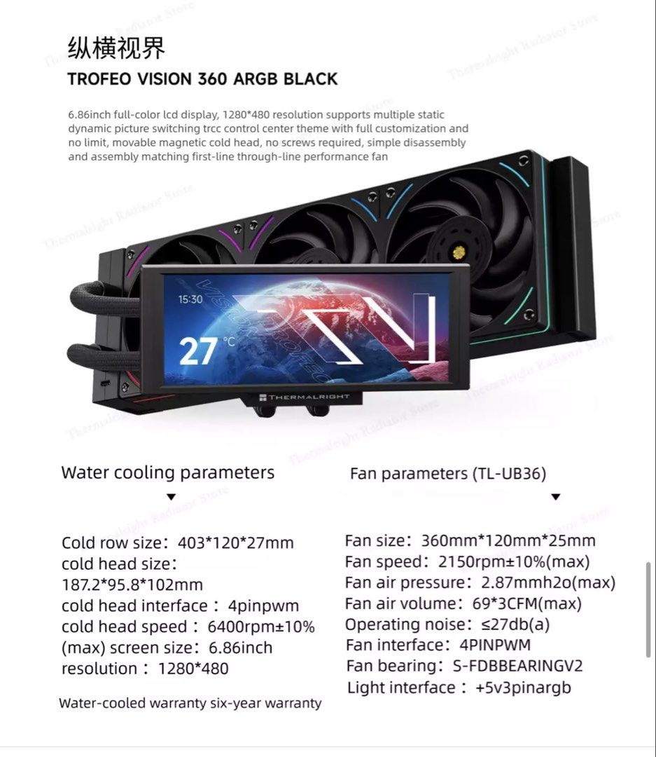 Thermalright Trofeo Vision 360 ARGB Black AIO Cooler474776558843340803