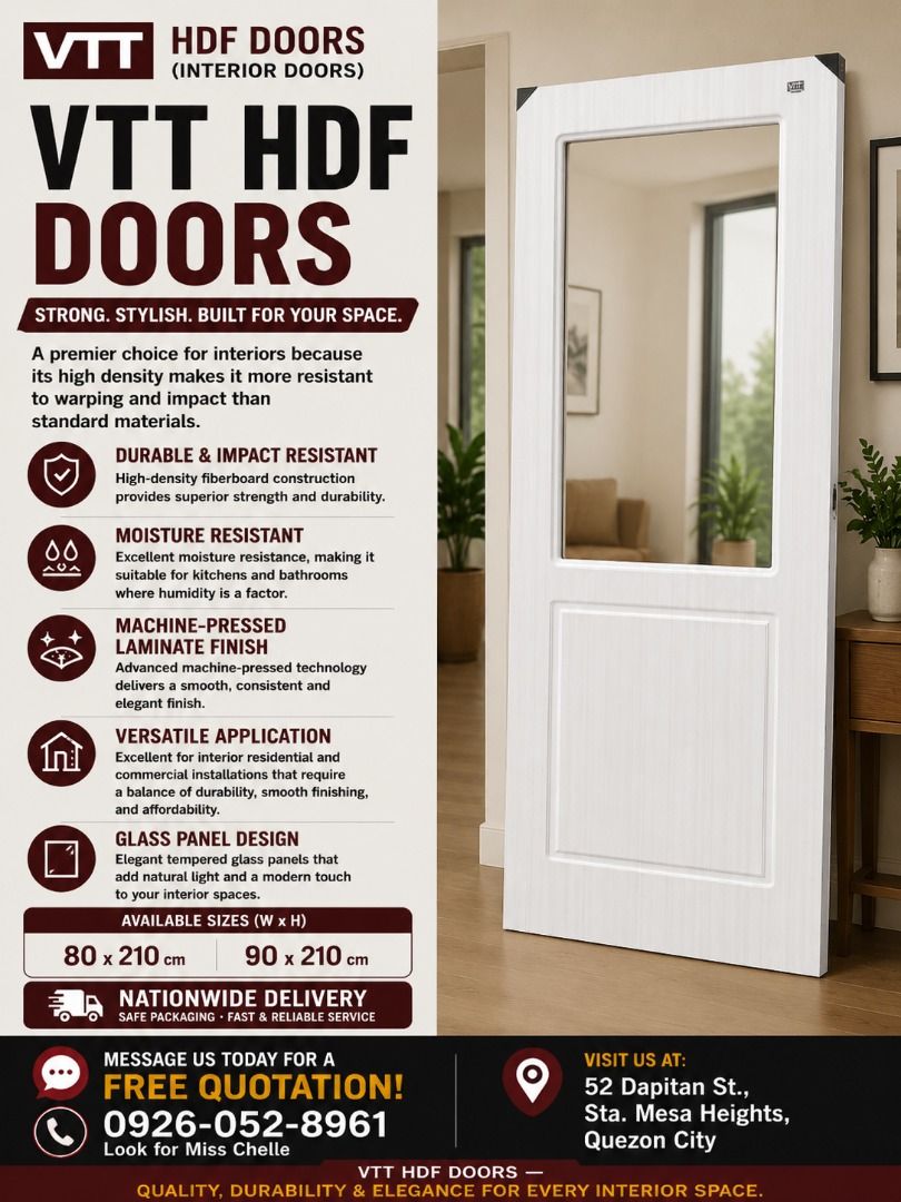 vtt hdf doors with glass (Category: Locks, Doors & Gates) located in Caloocan City. Submitted by vttsteeldoor-chelle (Listing ID 1442194934, Image 1). Description: .