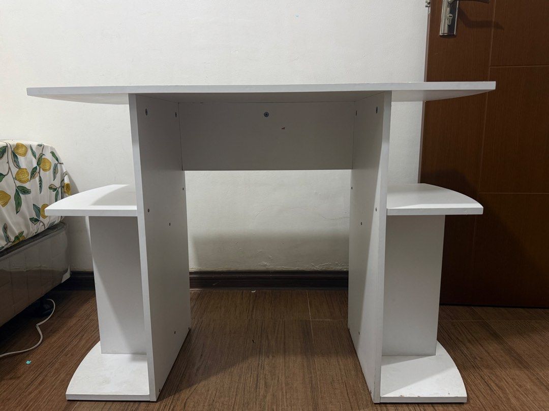 White Modern Computer Desk + FREE Table Pad (Category: Tables & Sets) located in Pasay City. Submitted by addtocartacademy (Listing ID 1442163517, Image 1). Description: Upgrade your workspace with this sleek and space-saving white computer desk. Its minimalist H-shaped design fits perfectly in any bedroom, dorm, or home office..