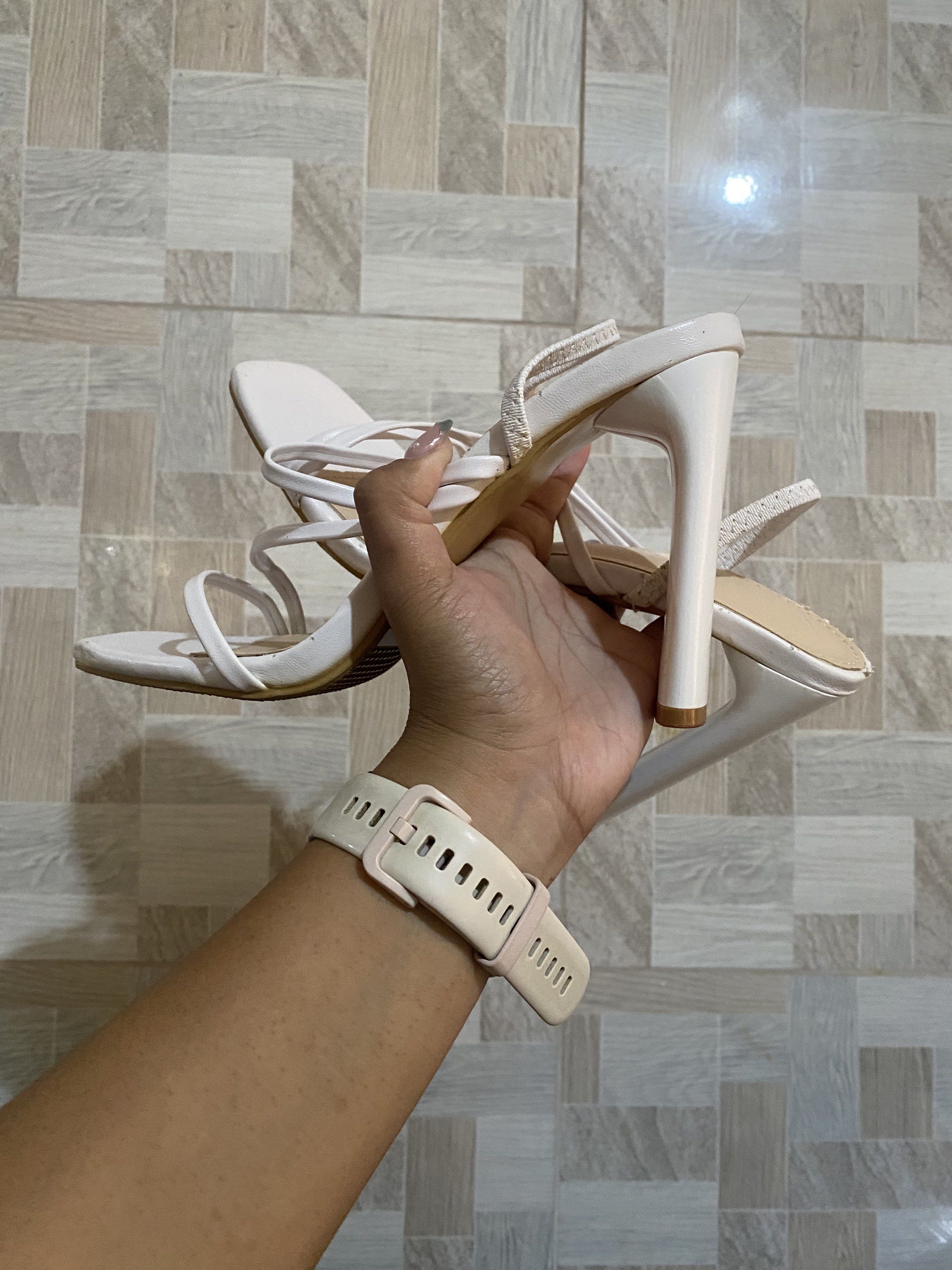White Strappy Square Toe Block Heels (Category: Heels) located in Cauayan City . Submitted by jclajrob (Listing ID 1442308965, Image 2). Description: - White strappy heels - Size US 6 - Square toe design - Comfortable block heel - Adjustable ankle strap for a secure fit - Versatile for dressing up or down - Ideal for any occasion.