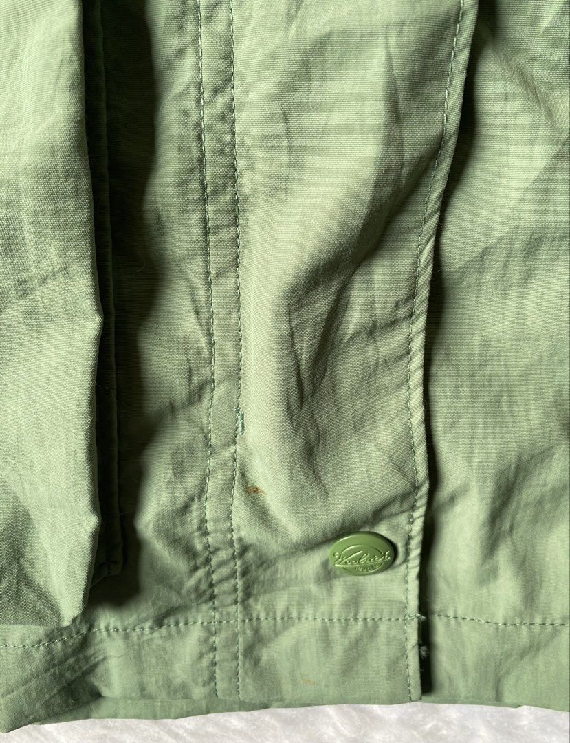 Woolrich Green Utility Multi-Pocket Hooded Parka (Category: Coats, Jackets and Outerwear) located in Quezon City. Submitted by getgetpao (Listing ID 1442169992, Image 2). Description: Size on tag Medium 26”Lx20.5”W Issue: minimal stain (see photos) Washed Very good condition - Type: Green Utility Jacket - Features: Hood, drawstring waist, multiple front pockets - Closure: Button MOP: GCASH PAYMENT FIRST LOC: NOVALICHES QC .