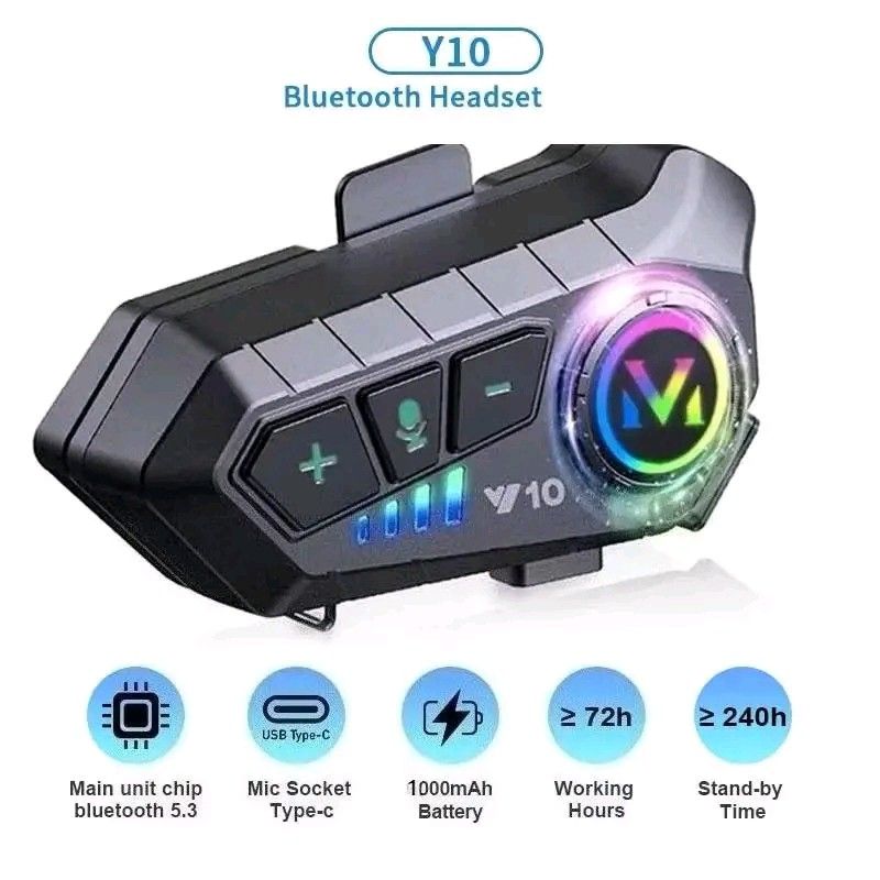 Y10 Wireless Bluetooth 5.3 Motorcycle Helmet Headset (Category: Headphones & Headsets) located in Manila. Submitted by ramosmarvi53163 (Listing ID 1442311795, Image 2). Description: Y10 Wireless Bluetooth 5.3 Motorcycle Helmet Headset 300M Intercomunicador Speaker Earphone 2 Rider Talk At The Same Time Ipx6 Waterproof Interphone🔥🔥🔥.