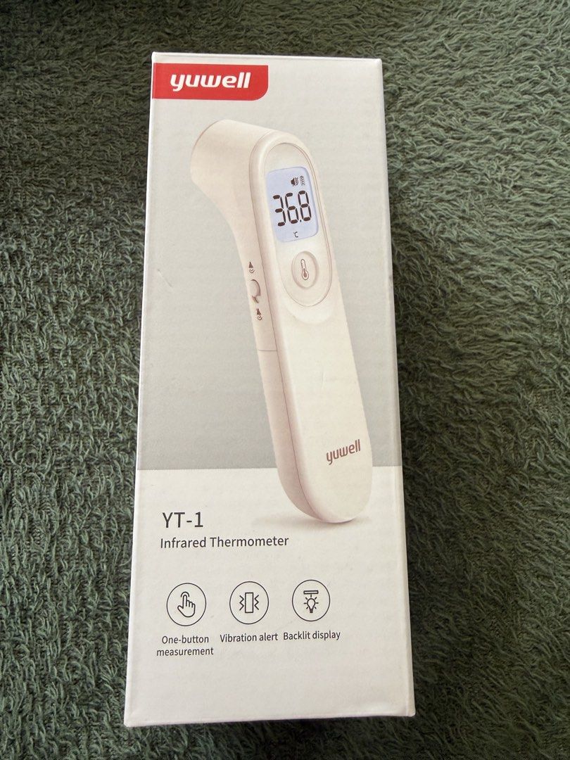 Yuwell YT-1 Infrared Thermometer (Category: Medical Supplies & Tools) located in Manila. Submitted by flicker_33 (Listing ID 1442216756, Image 1). Description: - Yuwell YT-1 Infrared Thermometer - Measures forehead temperature - One-button measurement for quick use - Vibration alert for easy notification - Backlit display for clear visibility - Batteries included - Fast and accurate readings.