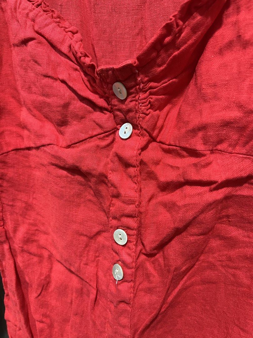 Zara Red Linen Dress (Category: Dresses) located in Quezon City. Submitted by ccloset.cleanup (Listing ID 1442335510, Image 3). Description: 100% AUTHENTIC 💛 ❌ I WILL NOT REPLY TO LOW BALLERS 📣NO WHEN WORN PHOTOS, since flat-lay measurements are provided 🛵Mode of Delivery: Only Lalamove, Grab, or Angkas *Booking & Shipping fees, booked and shouldered by the Buyer* 💰Mode of Payment: GCash or Bank Transfer (BDO or BPI) *Payment Before Shipping*