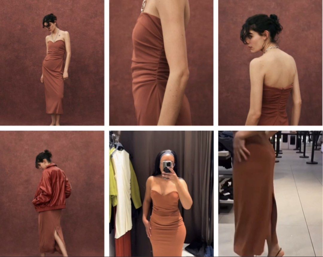 ZARA strapless midi dress (Category: Dresses) located in Malolos. Submitted by topicksph (Listing ID 1442312657, Image 2). Description: ZARA strapless midi dress size S | Php 1,295 BNWT.