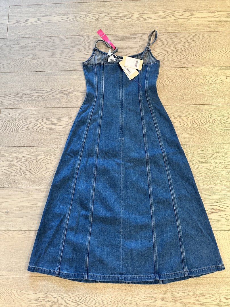 adriano goldschmied denim dress AG Adriano Goldschmied Distressed Denim Dress 3/4 Sleeves Pockets Size Large