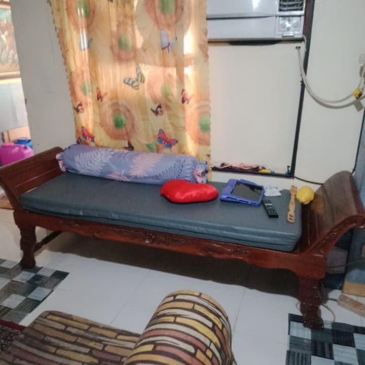 Antique Carved Wood Sofa Set with Coffee Table (Category: Sofas) located in Makati City. Submitted by jnnmdzpe (Listing ID 1442421815, Image 3). Description: - Vintage carved wood sofa set - Includes: 3-seater sofa, 1-seater chair, coffee table - Features intricate carvings all over - Rich, dark wood finish - Perfect for living room or receiving area - Note: Some dust from storage, requires cleaning.
